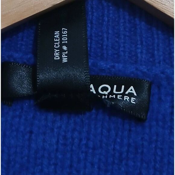 Aqua cashmere womens large 100% cashmere sweater cobalt royal blue gray - Picture 2 of 7